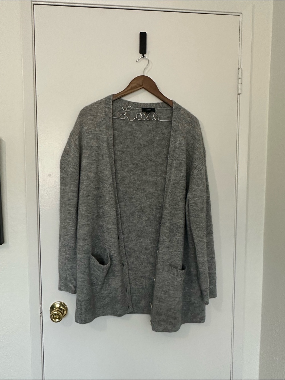 J Crew Alpaca Grey long cardigan Size M